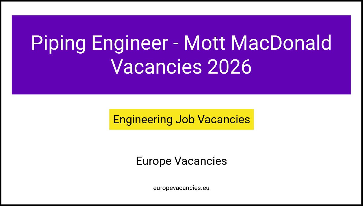 Piping Engineer - Mott MacDonald Vacancies 2026
